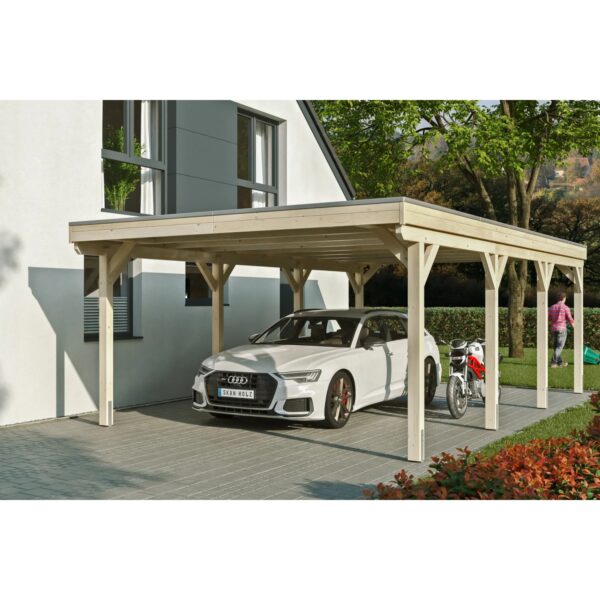 Skan Holz Carport Grunewald 427 cm x 796 cm mit EPDM-Dach Natur Skan Holz Carport Grunewald 427 cm x 796 cm mit EPDM-Dach Natur