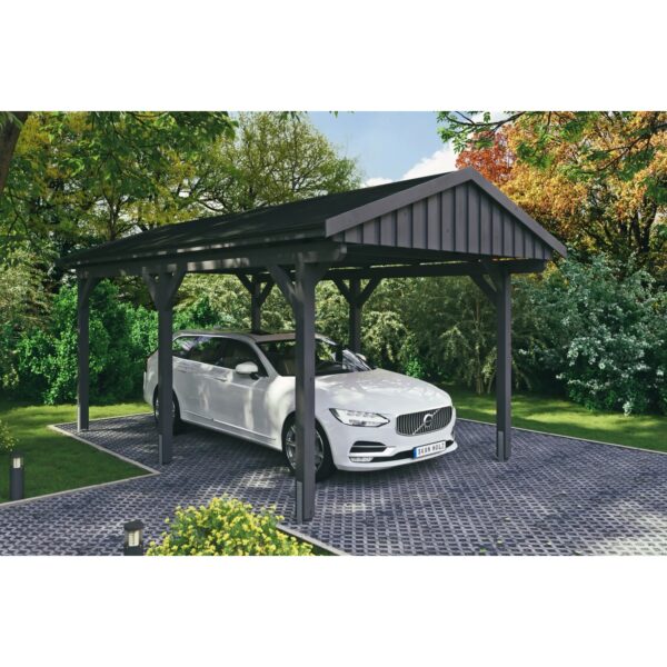 Skan Holz Carport Fichtelberg 317 cm x 566 cm Schwarze Schindeln Schiefergrau Skan Holz Carport Fichtelberg 317 cm x 566 cm Schwarze Schindeln Schiefergrau