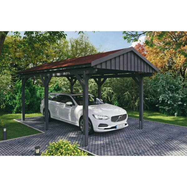Skan Holz Carport Fichtelberg 317 cm x 566 cm Rote Schindeln Schiefergrau Skan Holz Carport Fichtelberg 317 cm x 566 cm Rote Schindeln Schiefergrau