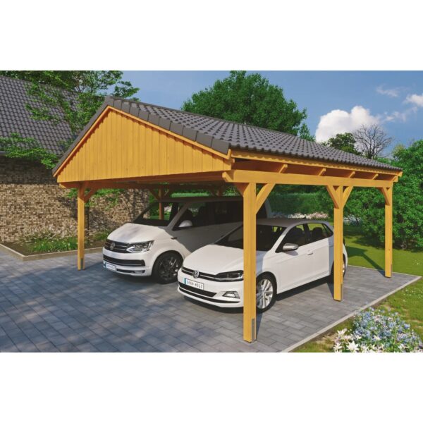 Skan Holz Carport Fichtelberg 618 cm x 566 cm Dachlattung Eiche Hell Skan Holz Carport Fichtelberg 618 cm x 566 cm Dachlattung Eiche Hell