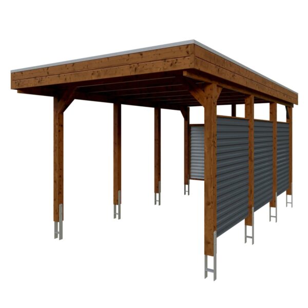 Skan Holz Carport Friesland Hybrid 314 cm x 555 cm Nussbaum Skan Holz Carport Friesland Hybrid 314 cm x 555 cm Nussbaum