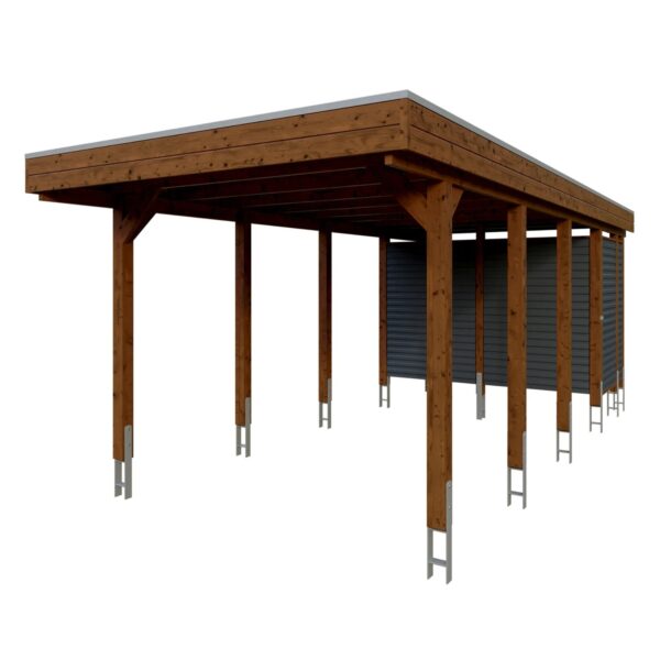 Skan Holz Carport Friesland Hybrid 314 cm x 708 cm Nussbaum