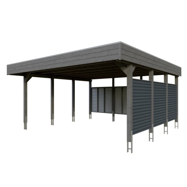 Skan Holz Carport Friesland Hybrid 557 cm x 555 cm Schiefergrau