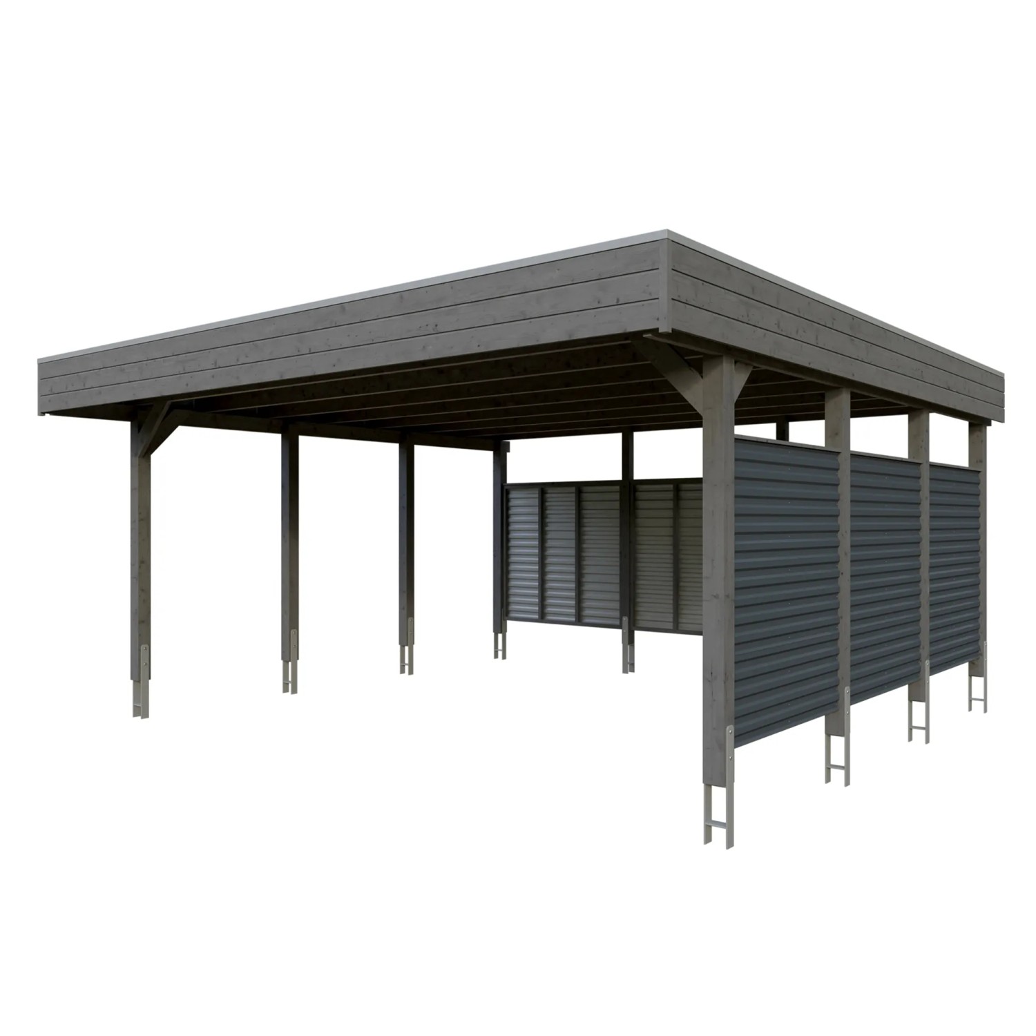 Skan Holz Carport Friesland Hybrid 557 cm x 555 cm Schiefergrau
