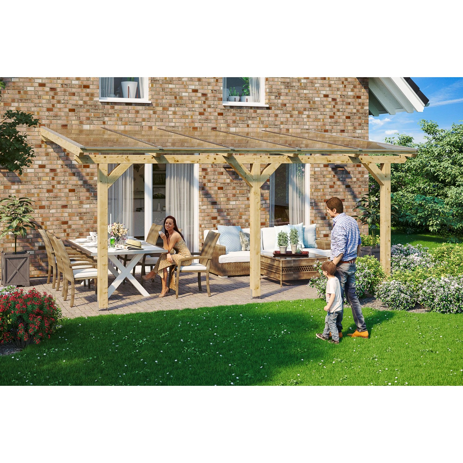 Skan Holz Terrassenüberdachung Andria 541 cm x 300 cm Natur