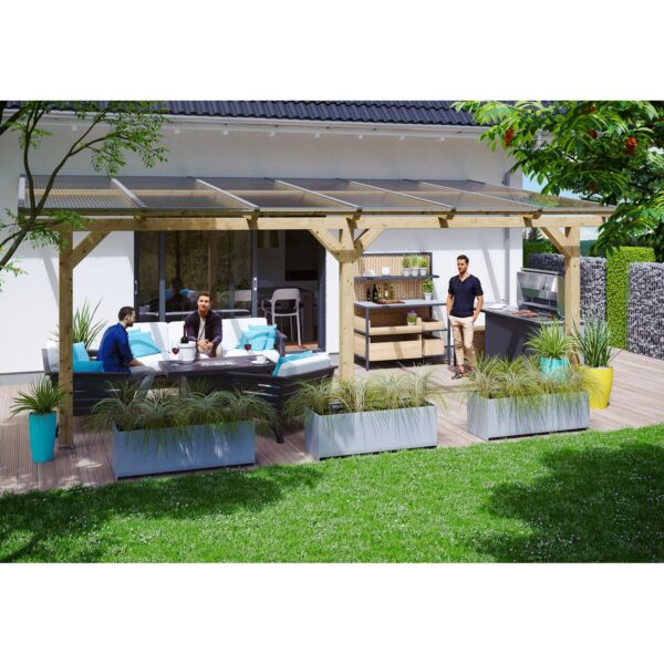Skan Holz Terrassenüberdachung Andria 648 cm x 250 cm Natur