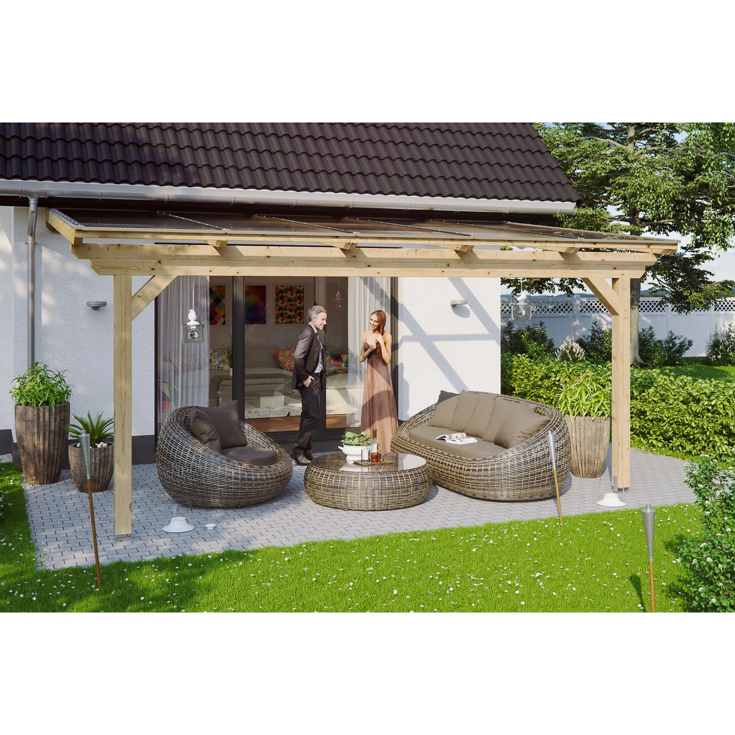 Skan Holz Terrassenüberdachung Ancona 541 cm x 400 cm