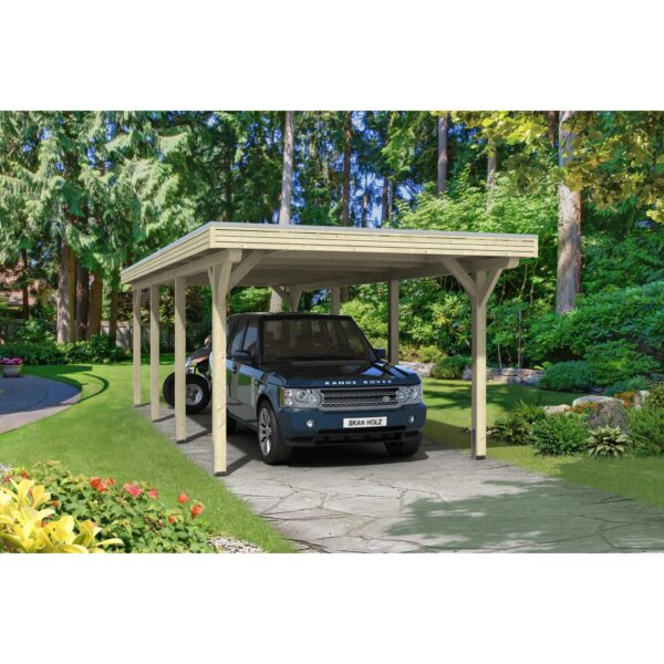 Skan Holz Flachdach-Einzelcarport Spessart 355 cm x 846 cm Leimholz Skan Holz Flachdach-Einzelcarport Spessart 355 cm x 846 cm Leimholz