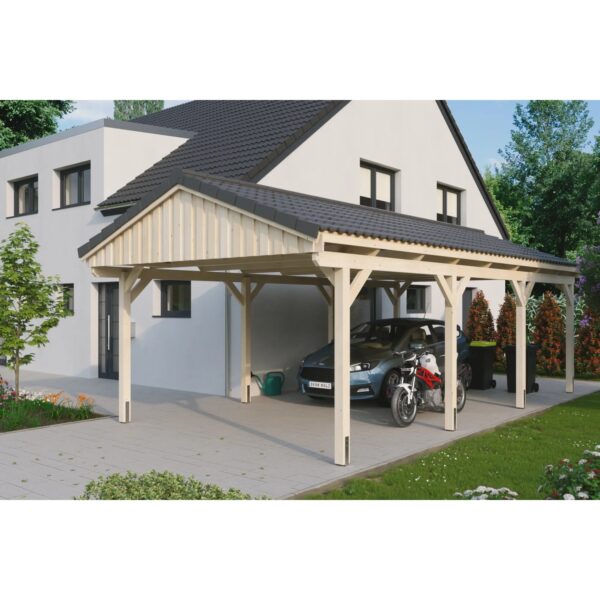 Skan Holz Carport Fichtelberg 423 cm x 808 cm Dachlattung Natur Skan Holz Carport Fichtelberg 423 cm x 808 cm Dachlattung Natur