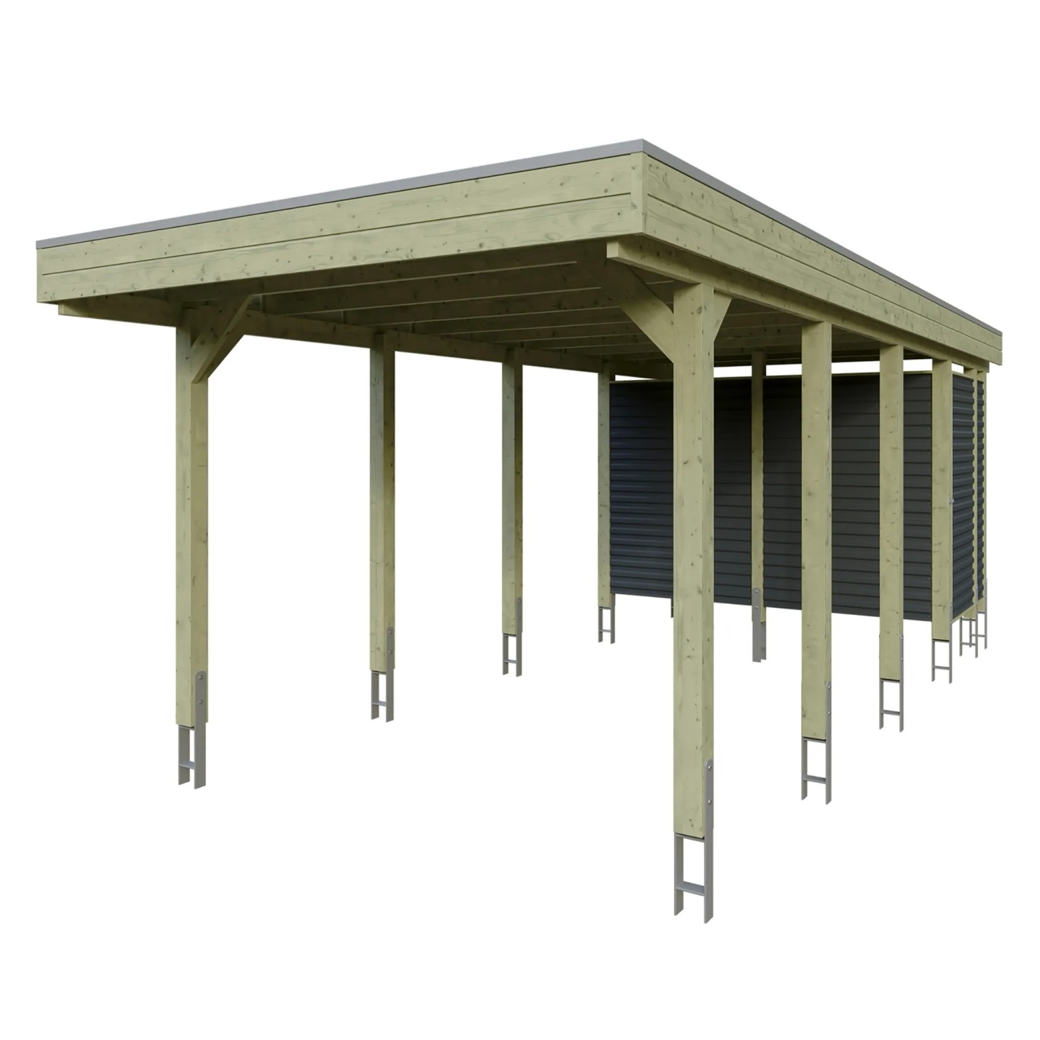 Skan Holz Carport Friesland Hybrid 314 cm x 708 cm Grün