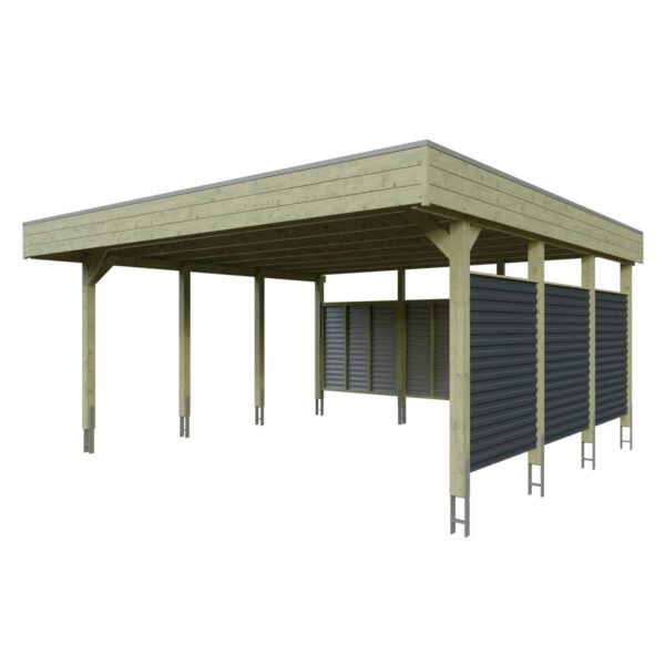 Skan Holz Carport Friesland Hybrid 557 cm x 555 cm Grün Skan Holz Carport Friesland Hybrid 557 cm x 555 cm Grün