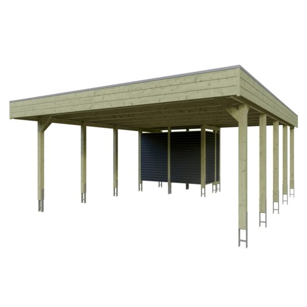 Skan Holz Carport Friesland Hybrid 557 cm x 708 cm Grün Skan Holz Carport Friesland Hybrid 557 cm x 708 cm Grün