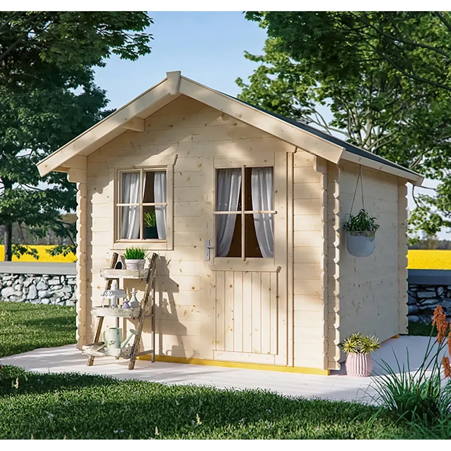 Skan Holz Holz-Gartenhaus Porto 2 Natur 250 cm x 250 cm