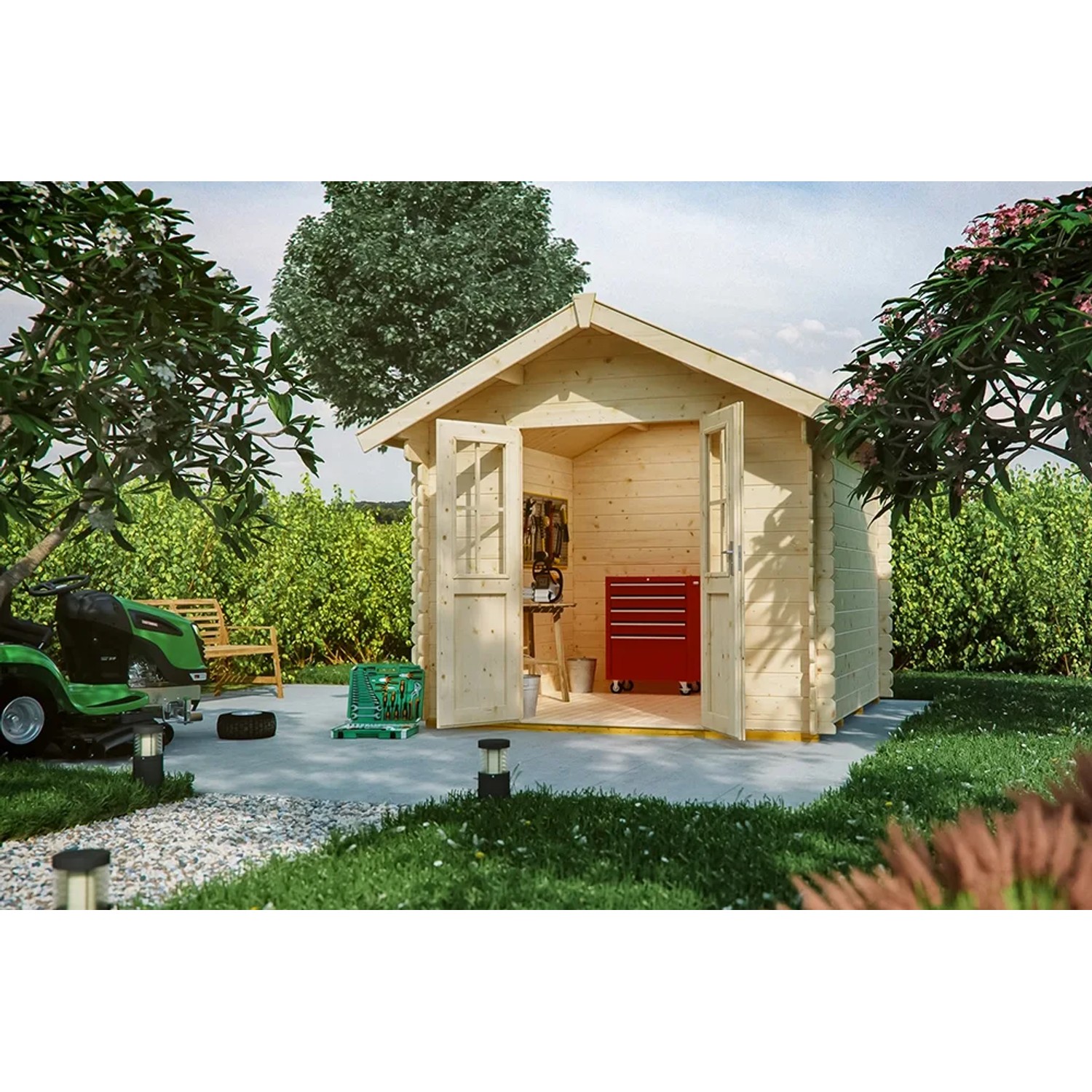 Skan Holz Holz-Gartenhaus Palma 1 Satteldach Unbehandelt 280 cm x 255 cm 0 m²