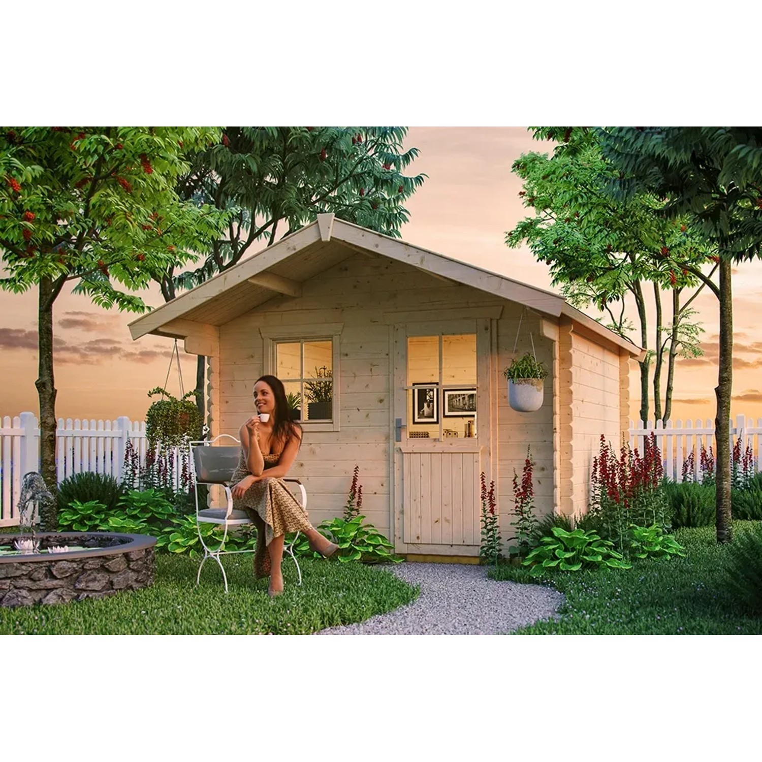 Skan Holz Holz-Gartenhaus Como 2 Natur 300 cm x 250 cm 7,5 m²