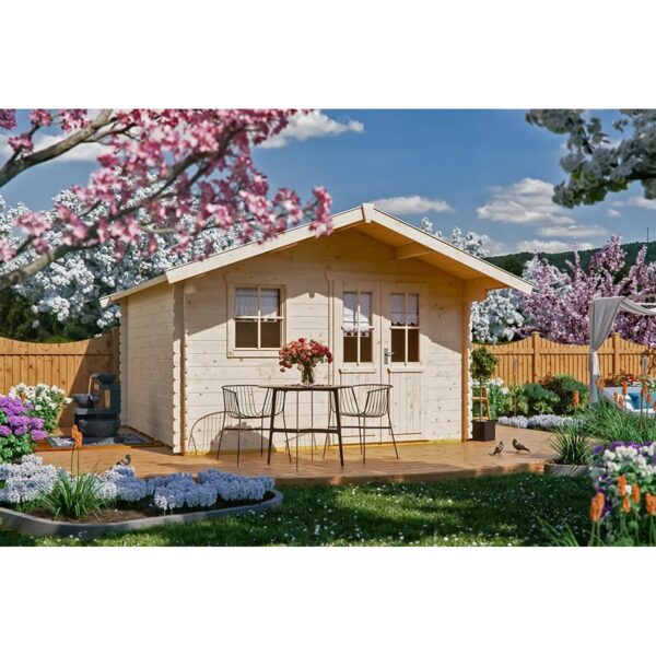 Skan Holz Holz-Gartenhaus Malaga 1 Natur 340 cm x 300 cm 10,2 m²