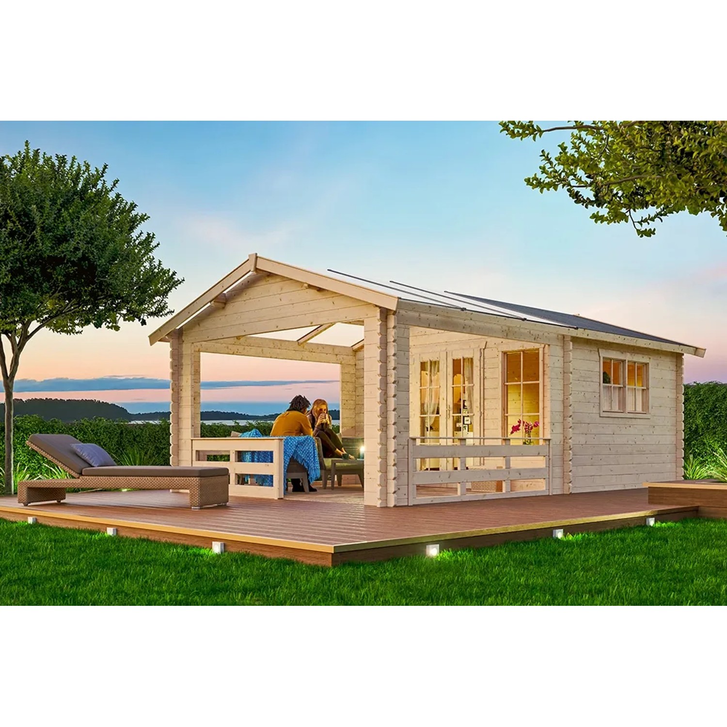 Skan Holz Holz-Gartenhaus Holmestrand Natur 380 cm x 300 cm