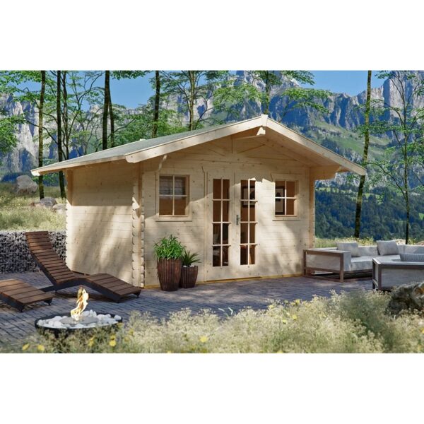 Skan Holz Holz-Gartenhaus Davos 1 Natur 380 cm x 300 cm 11,4 m²