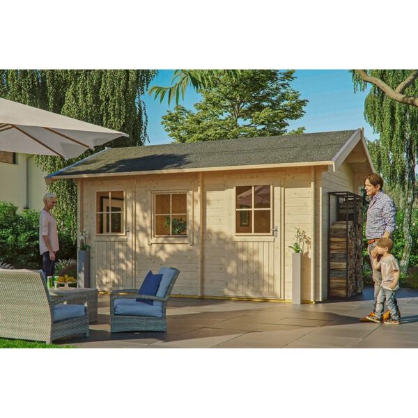 Skan Holz Holz-Gartenhaus Lausanne Natur 450 cm x 300 cm 13,5 m²