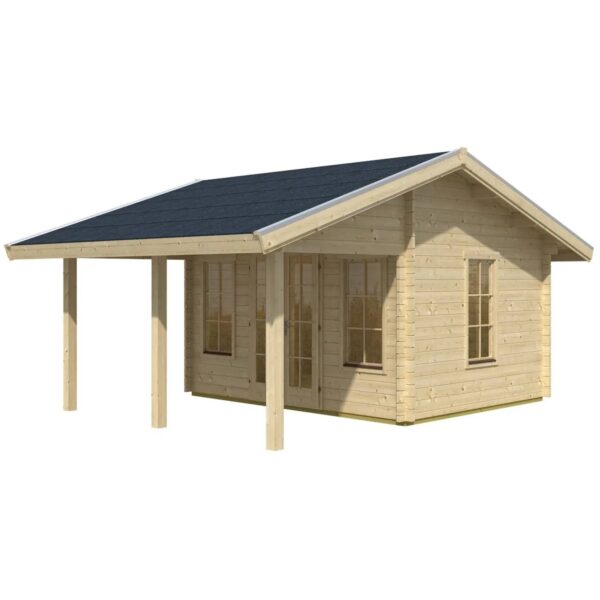 Skan Holz Holz-Gartenhaus Luzern Satteldach Unbehandelt 525 cm x 120 cm 7,6 m²