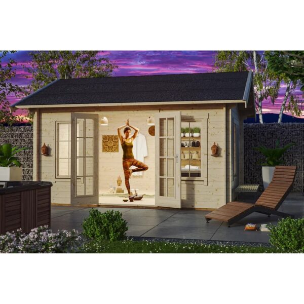 Skan Holz Holz-Gartenhaus Montral 2 Satteldach Unbehandelt 500 cm x 460 cm