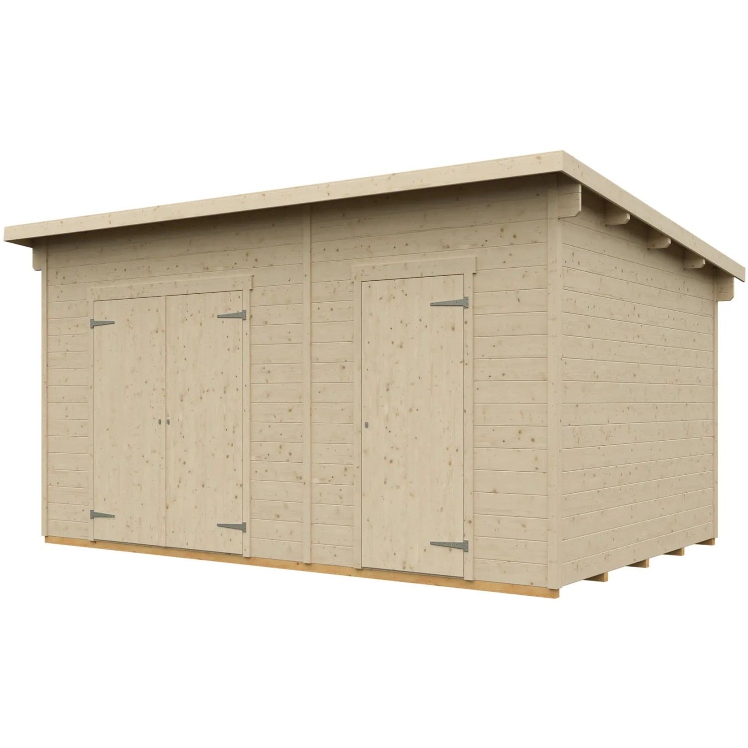 Skan Holz Holz-Gartenhaus Flex Pultdach Unbehandelt 490 cm x 120 cm