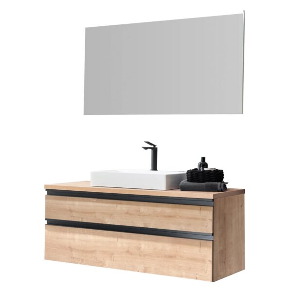 Schöner Wohnen Badmöbel Set SW Stockholm 120 cm Eiche Natur 4-teilig