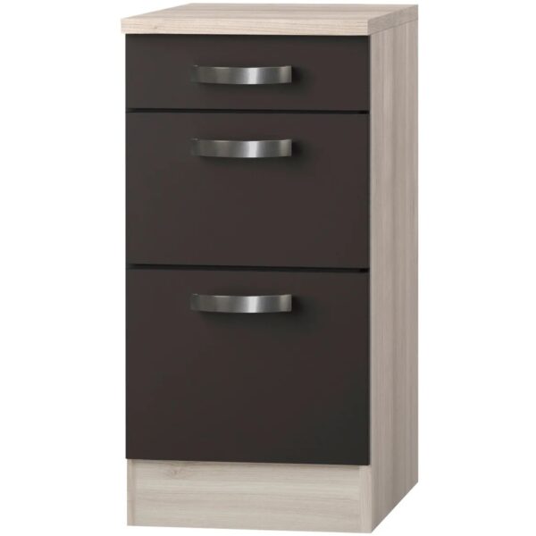 Optifit Küchen-Unterschrank mit 3 Auszügen Faro220 40 cm Anthrazit-Braun Optifit Küchen-Unterschrank mit 3 Auszügen Faro220 40 cm Anthrazit-Braun