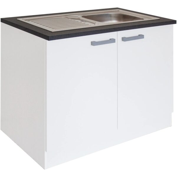 Optifit Küchen-Spülenunterschrank mit Einbauspüle Salo214 100cmx84,8cmx60cm Weiß