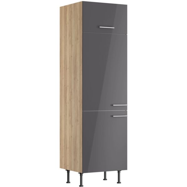 Optifit Küchen-Hochschrank für Kühlschrank Jonte984 60 cm Anthrazit-Wildeiche