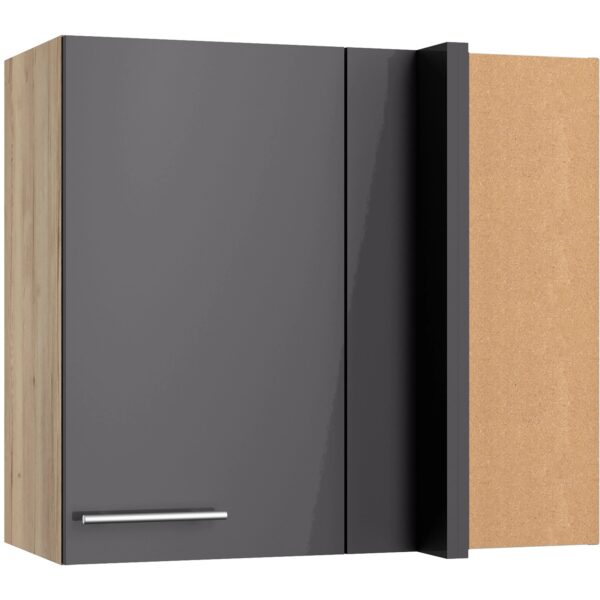 Optifit Küchen-Eckoberschrank Jonte984 80/45 x 70,4 x 34,9cm Anthrazit Wildeiche