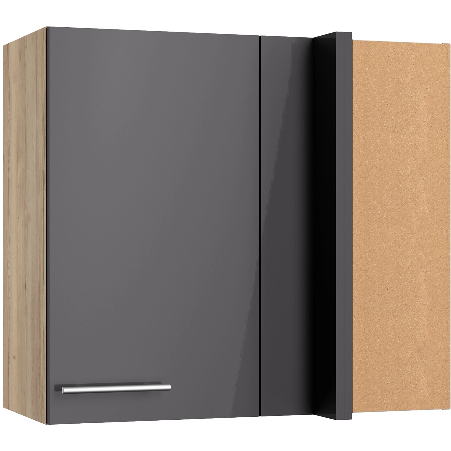Optifit Küchen-Eckoberschrank Jonte984 80/45 x 70,4 x 34,9cm Anthrazit Wildeiche