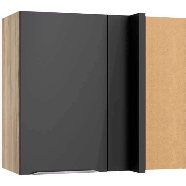 Optifit Küchen-Eckoberschrank Linus984 80/45 x 70,4 x 34,9cm Anthrazit Wildeiche