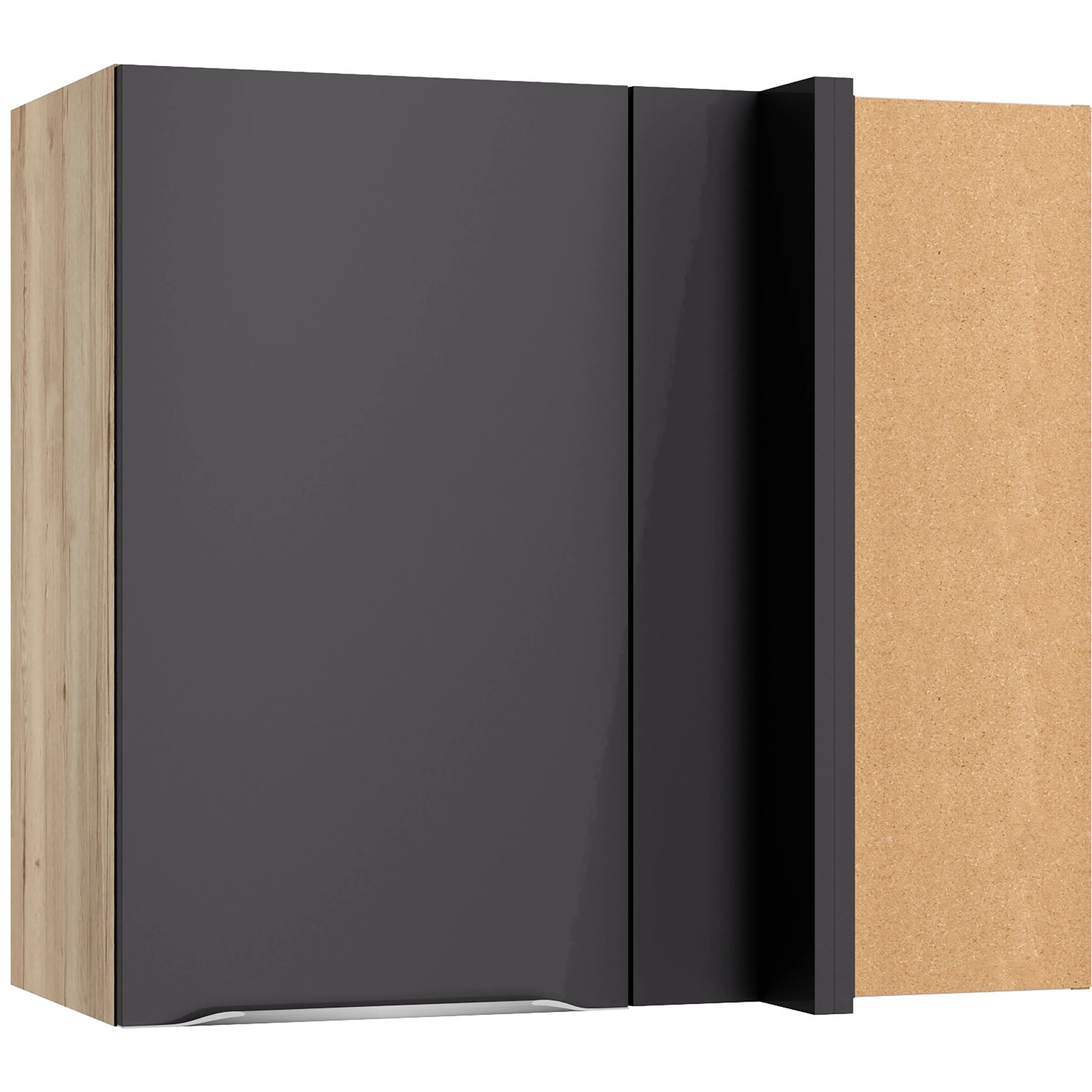 Optifit Küchen-Eckoberschrank Linus984 80/45 x 70,4 x 34,9cm Anthrazit Wildeiche