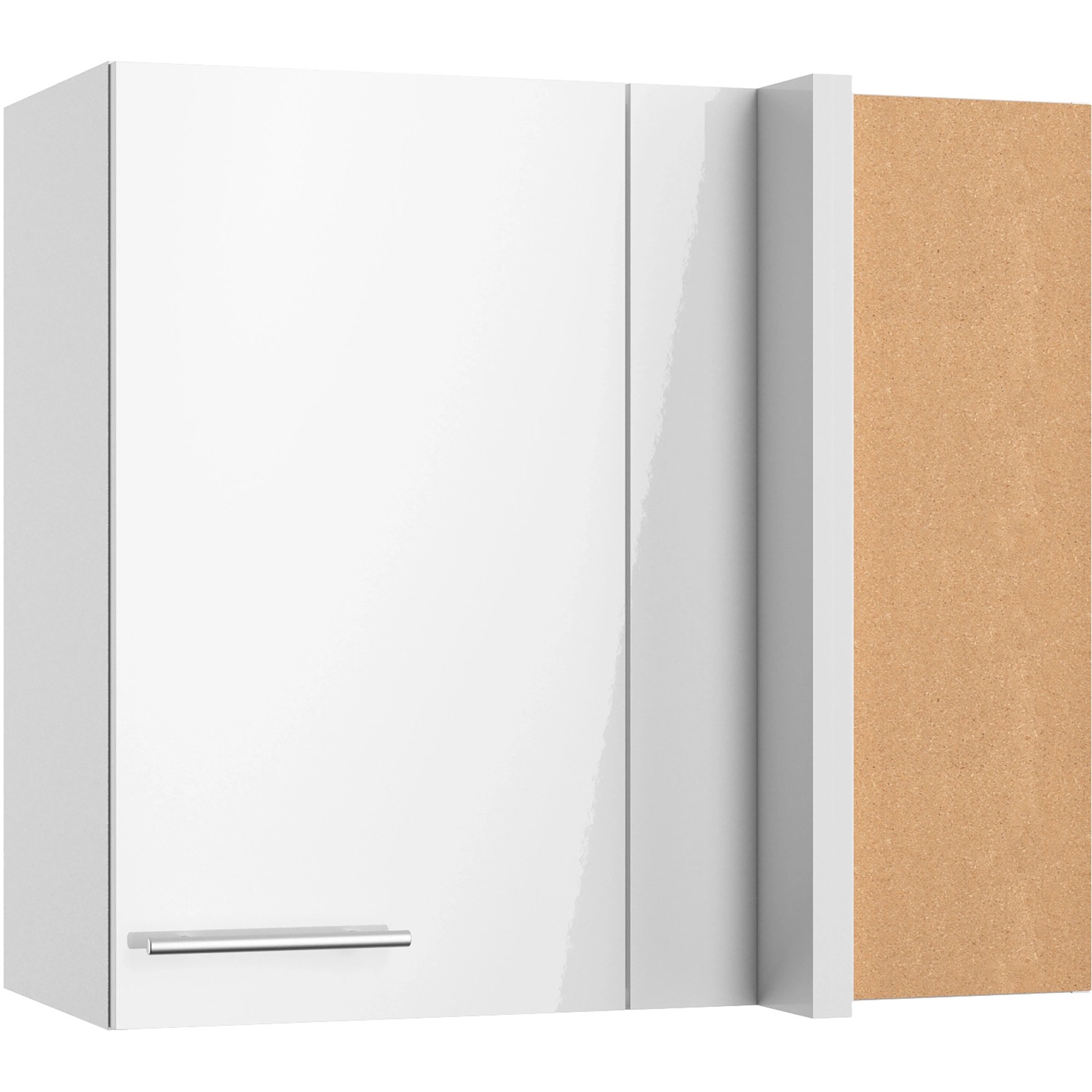Optifit Küchen-Eckoberschrank Rurik986 80/45x 70,4x 34,9cm Weiß Glanz Weiß Matt