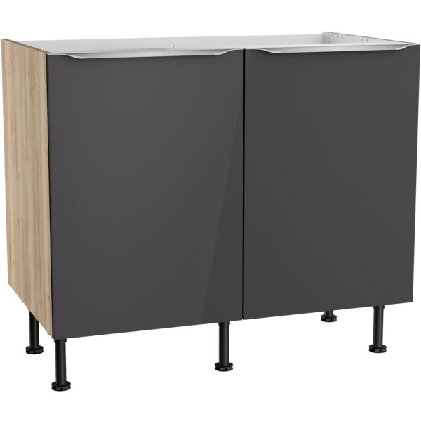 Optifit Küchen-Spülenunterschrank Linus984 100cmx87cmx58,4cm Anthra.-WildEiche