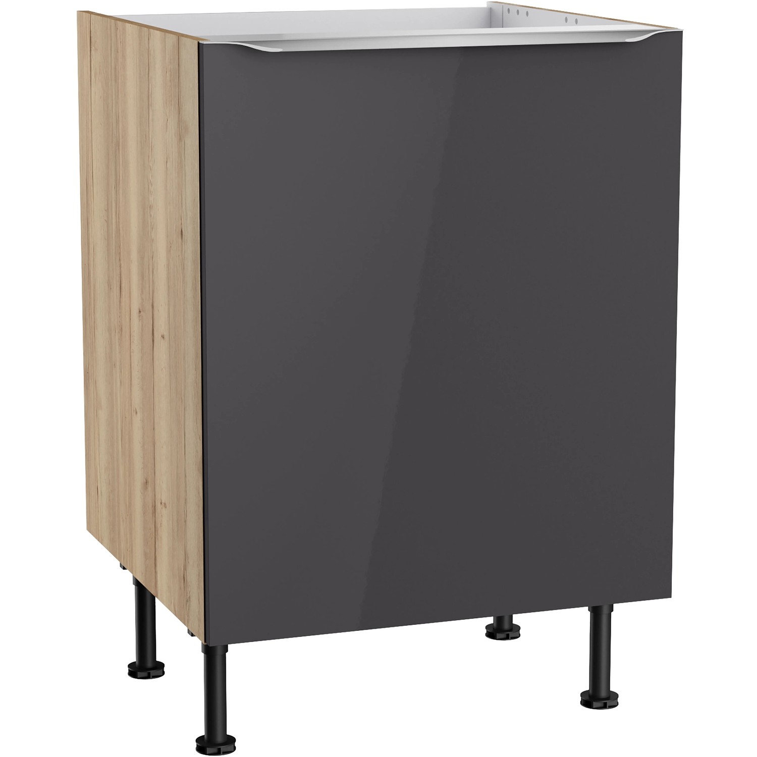 Optifit Küchen-Spülenunterschrank Linus984 60x87x58,4cm Anthra.-WildEiche