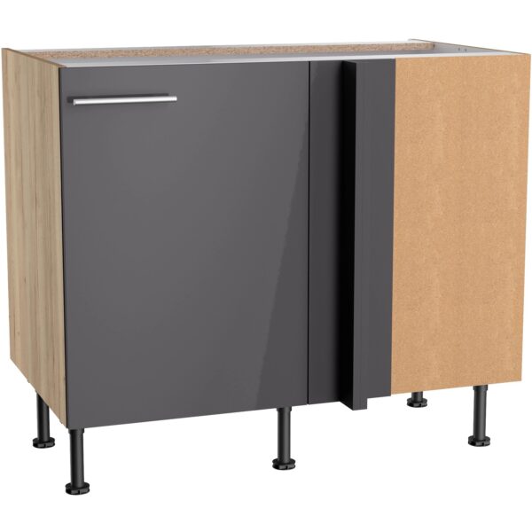 Optifit Küchen-Eck-Unterschrank Jonte984 100/65x 87x 58,4cm Anthrazit Wildeiche