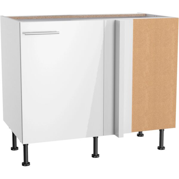 Optifit Küchen-Eck-Unterschrank Rurik986 100/65x 87x 58,4cm Weiß Glanz Weiß Matt