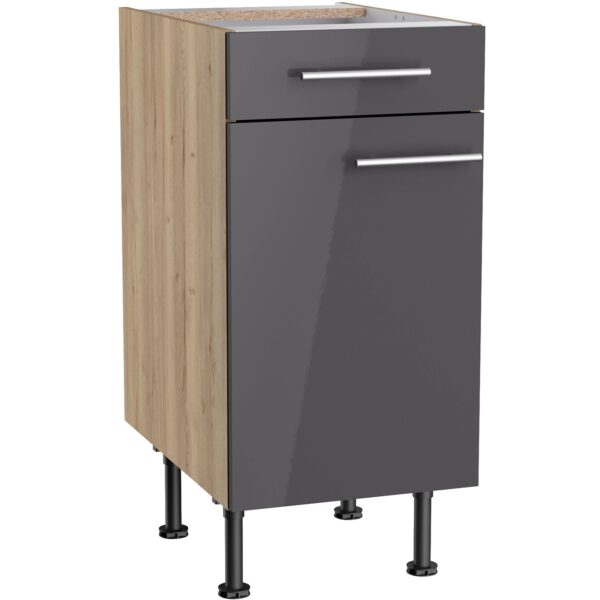 Optifit Küchen-Unterschrank Jonte984 40 cm x 87 cm x 58,4 cm Anthrazit-Wildeiche