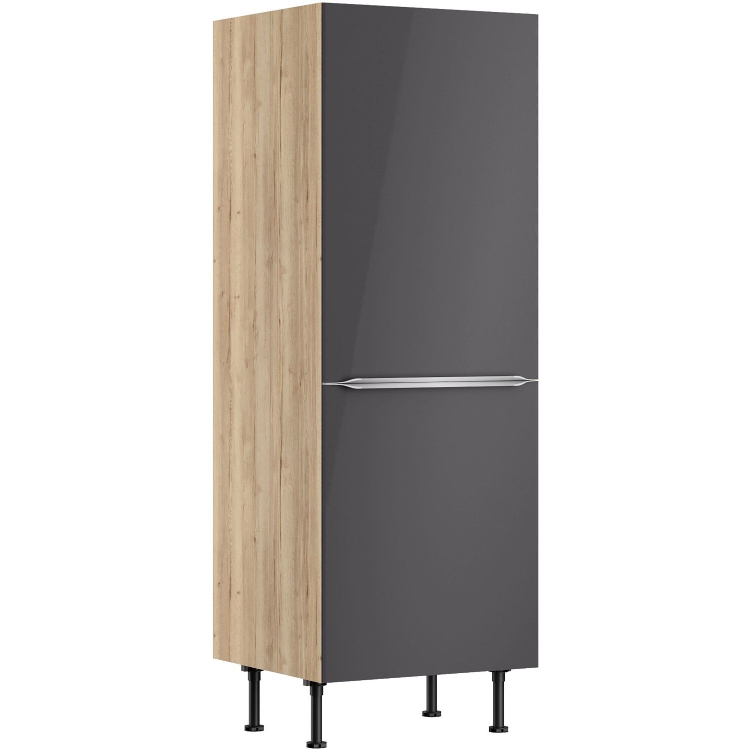 Optifit Küchen-Midischrank für Kühlschrank Linus984 60 cm Anthrazit-Wildeiche