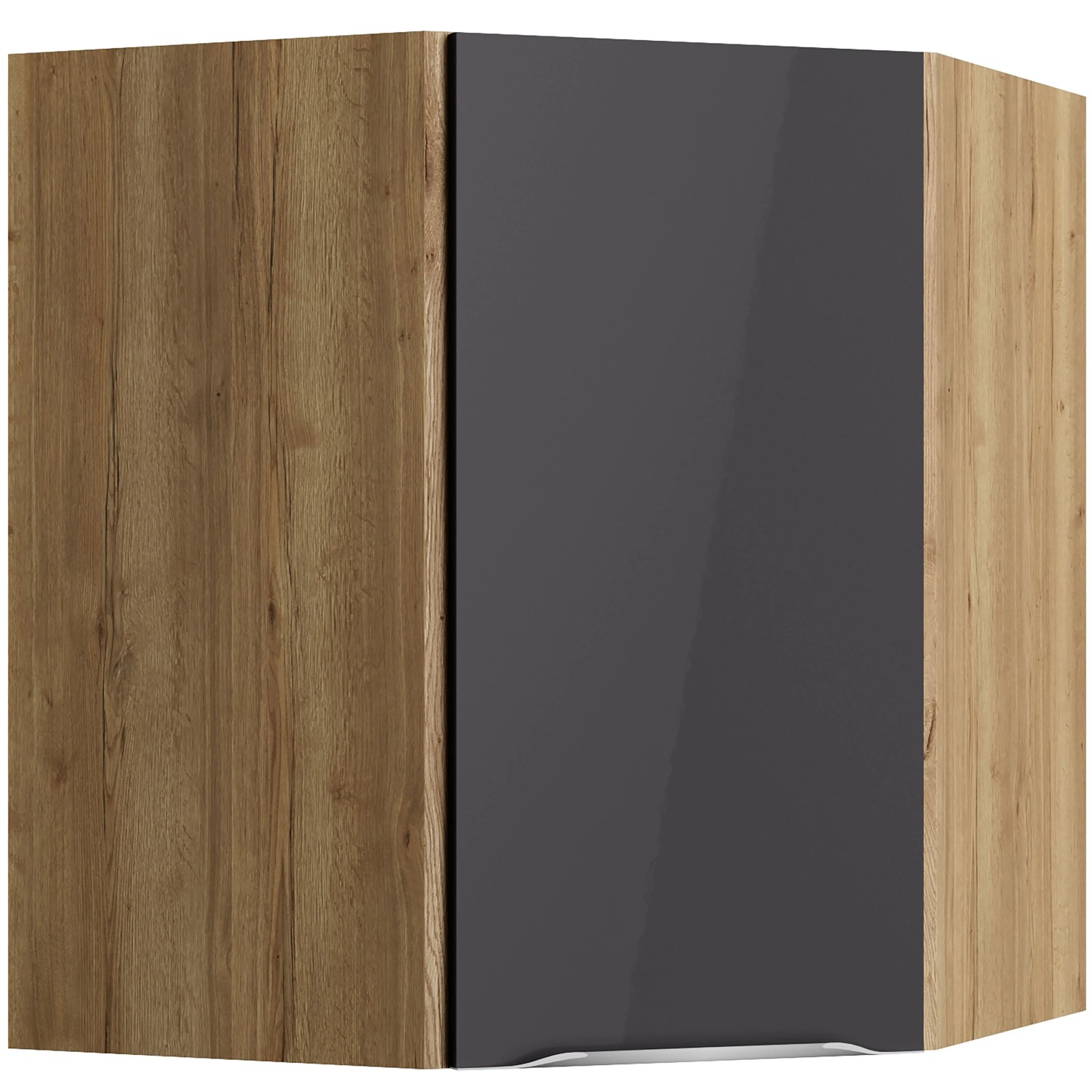 Optifit Küchen-Eckoberschrank Linus984 60/60cmx70,4cmx34,9cm Anthra.-WildEiche