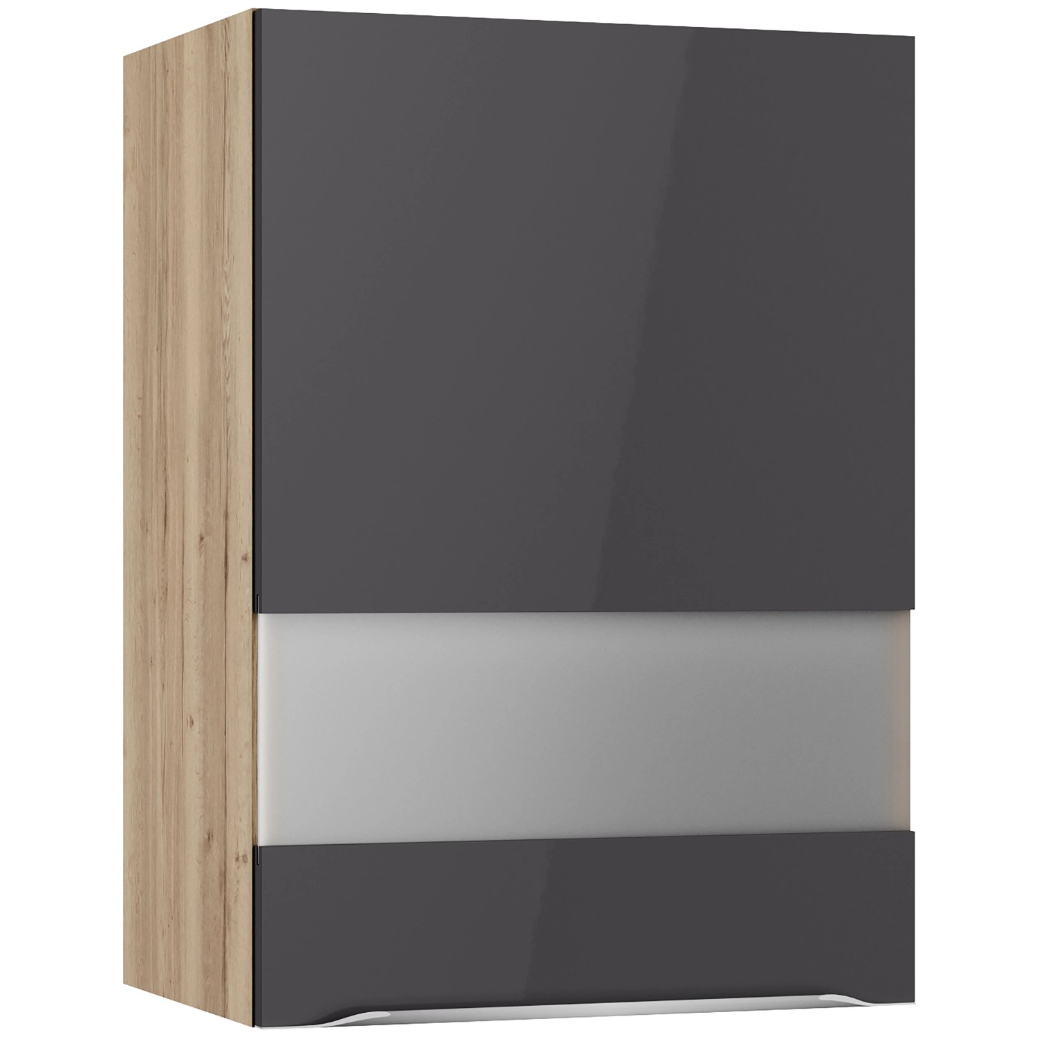 Optifit Küchen-Oberschrank mit Glassegment Linus984 50 cm Anthrazit-Wildeiche