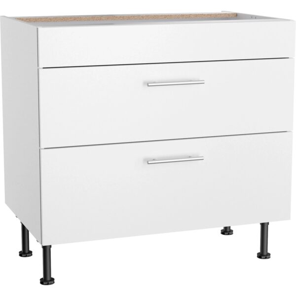 Optifit Küchen-Unterschrank mit 2 Auszügen Bengt932 90 cm x 87 cm x 58,4 cm Weiß