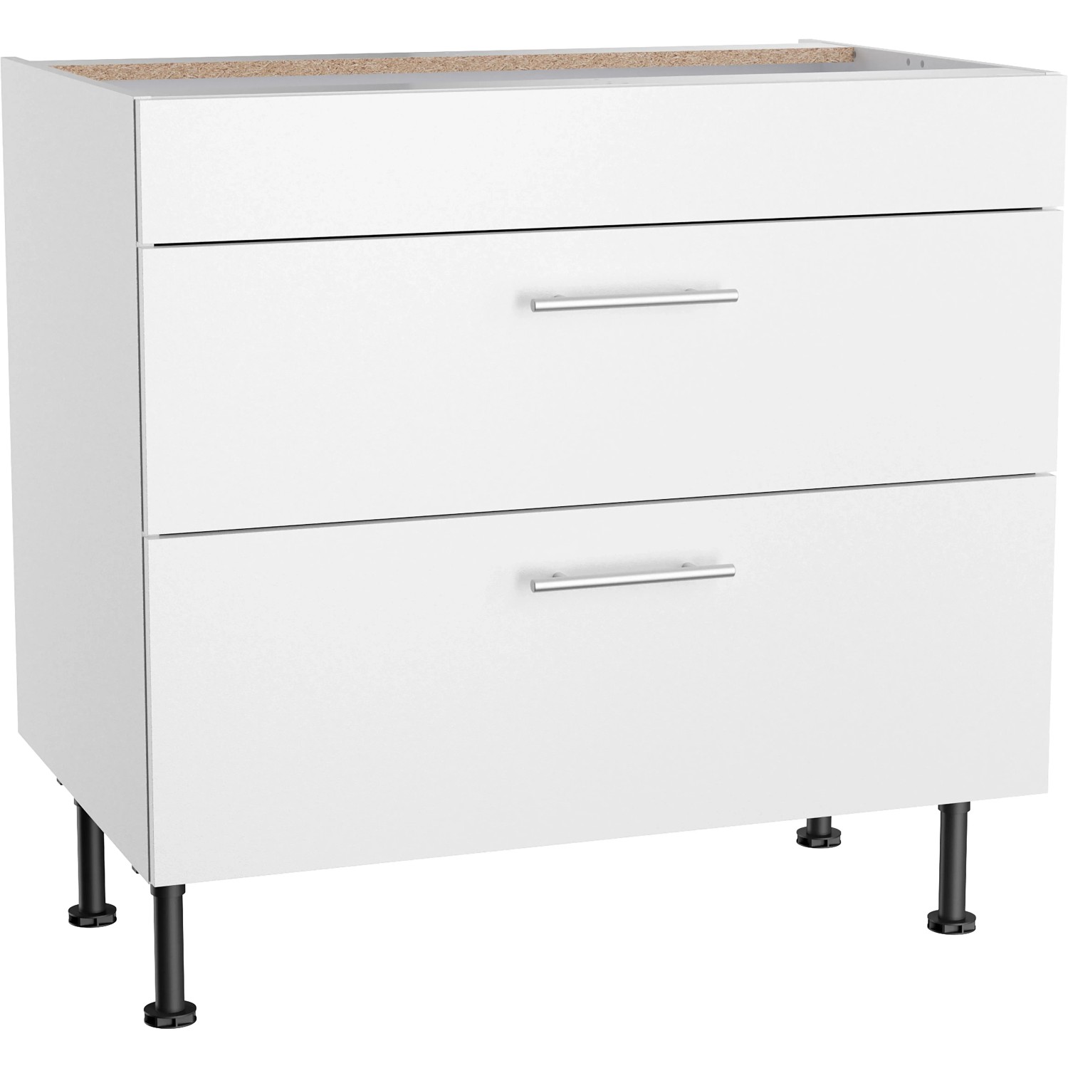 Optifit Küchen-Unterschrank mit 2 Auszügen Bengt932 90 cm x 87 cm x 58,4 cm Weiß