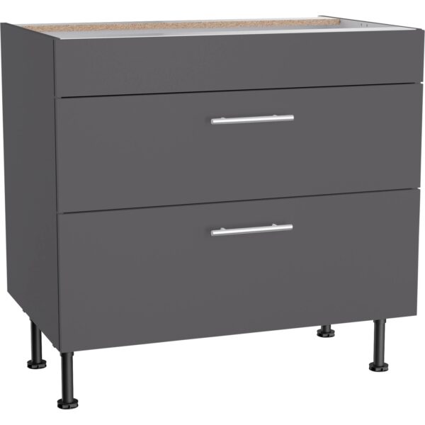 Optifit Küchen-Unterschrank mit 2 Auszügen Ingvar420 90 cm Anthrazit Matt