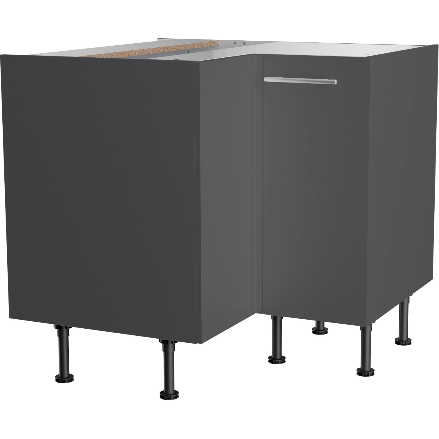 Optifit Küchen-Eck-Unterschrank Ingvar420 90/90cmx 57cmx 58,4cm Anthrazit Matt