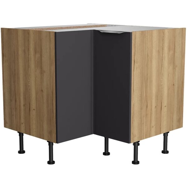 Optifit Küchen-Eck-Unterschrank Linus984 90/90cmx87cmx58,4cm Anthra.-WildEiche