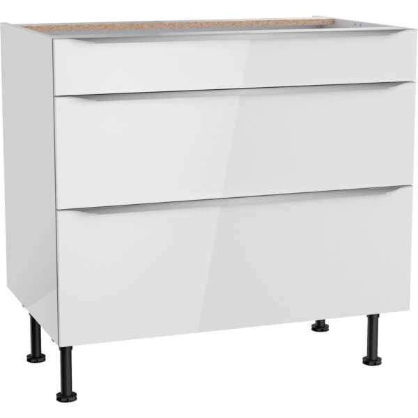 Optifit Küchen-Unterschrank mit 3 Auszügen Arvid986 90 cm x 87 cm x 58,4 cm Weiß