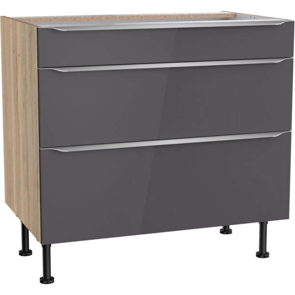 Optifit Küchen-Unterschrank mit 3 Auszügen Linus984 90 cm Anthrazit-Wildeiche Optifit Küchen-Unterschrank mit 3 Auszügen Linus984 90 cm Anthrazit-Wildeiche